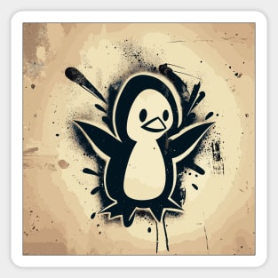 Funny christmas penguin Vintage graffiti Street Art Sticker